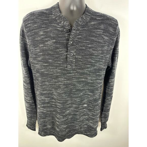 Bonobos Heathered Black Merino Wool Midweight Henley Sweater Size Medium - Picture 9 of 10